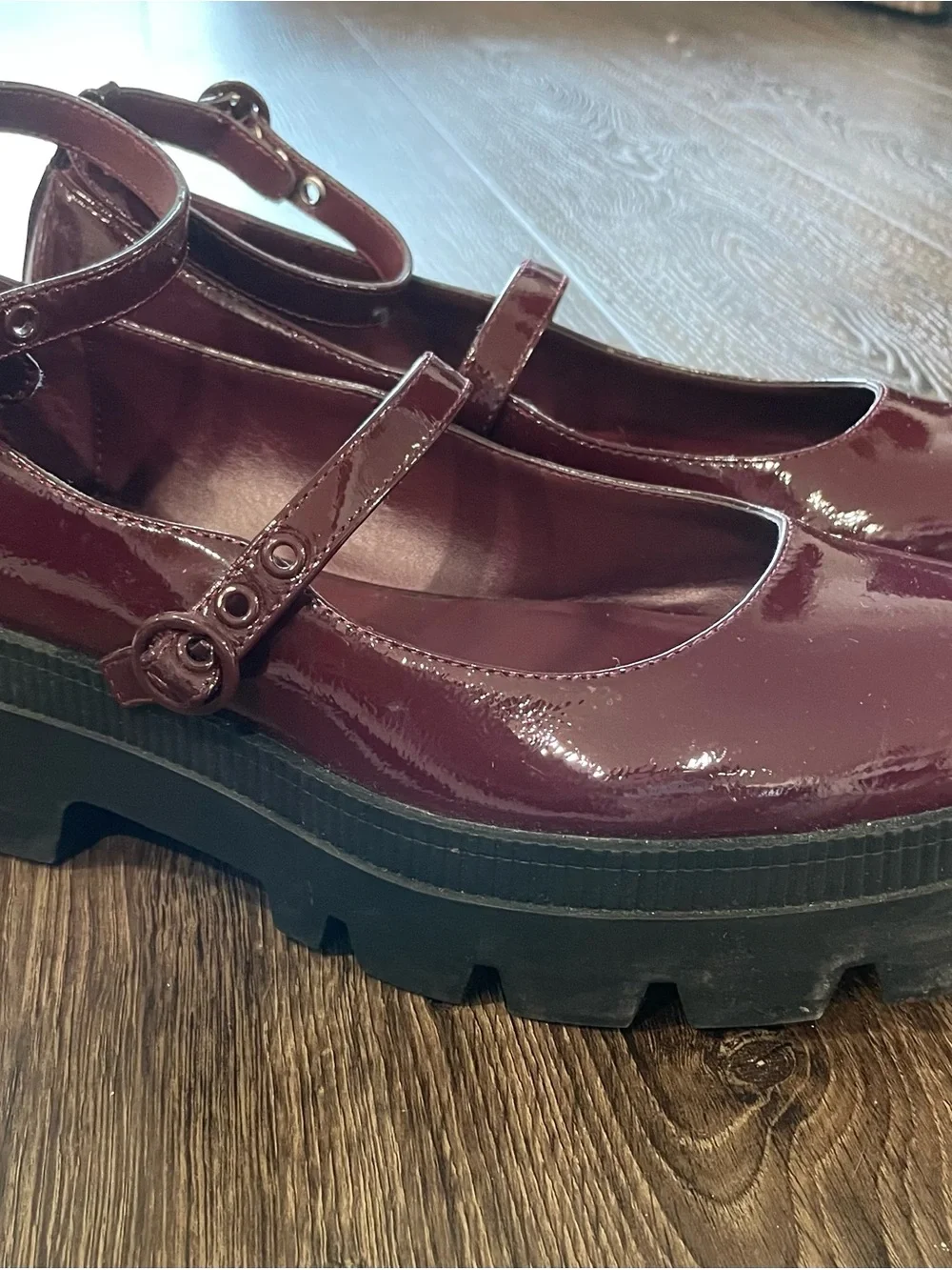 Jessica Simpson Burgundy Patent Mary Jane Platform Shoe
